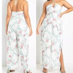 Eloquii NWT Slit Leg Halter Wide Leg Jumpsuit Size 16 Spring Summer Vacation